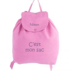 Sac à dos bébé personnalisé Rose C'est mon sac