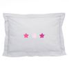 Coussin enfant gris perle Etoiles roses