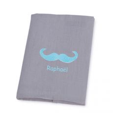 Protège carnet de santé personnalisé Gris Moustache