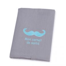 Protège carnet de santé personnalisé Gris Moustache