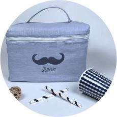 Trousse toilette bébé Gris Moustache