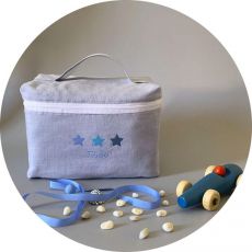 Trousse de toilette bébé gris Etoiles bleues