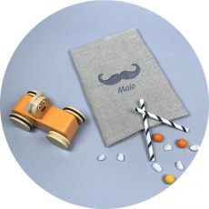 Protège carnet de santé Lin Moustache