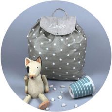 Sac à dos bébé personnalisé taupe Etoiles