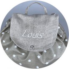 Sac à dos bébé personnalisé taupe Etoiles