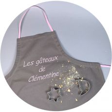 Tablier de cuisine pour enfant Taupe Message personnalisé