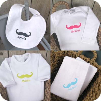 Cadeaux bébé personnalisés Moustache